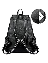 S-ZONE Mochila de cuero genuino para mujer Monedero Mochila de viaje mediana