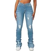 Stacked Flared Jeans for Women High Waisted Stretchy Slim Fit Skinny Bell Bottom Jeans Trendy Flare Denim Pants