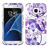 Asmyna Cell Phone Case for Samsung Galaxy S7 Edge - Purple Hibiscus Flower Romance/Electric Purple