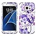 Asmyna Cell Phone Case for Samsung Galaxy S7 Edge - Purple Hibiscus Flower Romance/Electric Purple