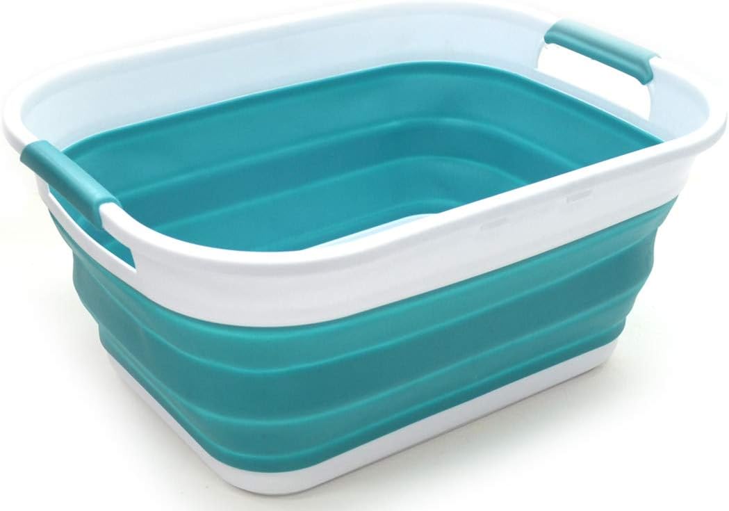 SAMMART 17.5L (4.6 Gallon) Small Collapsible / Foldable / Pop Up / Portable Washing Tub, Water Capacity 13.5L/3.5 Gallon (1, Bright Blue): Kitchen & Dining