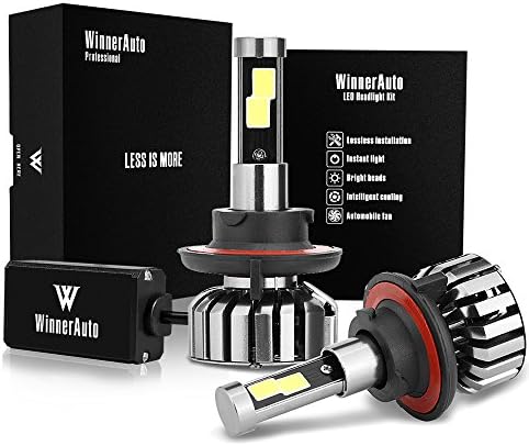 WinnerAuto LED Headlight Bulbs H13 9008 COB Clips Conversion Kit, 72W 7,200LM 6K Cool White, Slim Size, Perfect Beam, 2 Yr Warranty