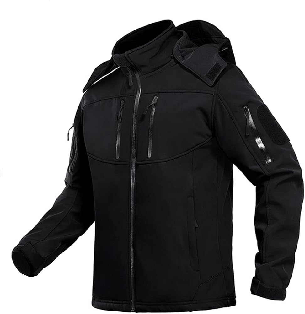 Multi Zipper Pocket Waterproof Jackets Men's Fleece Lining Outdoor