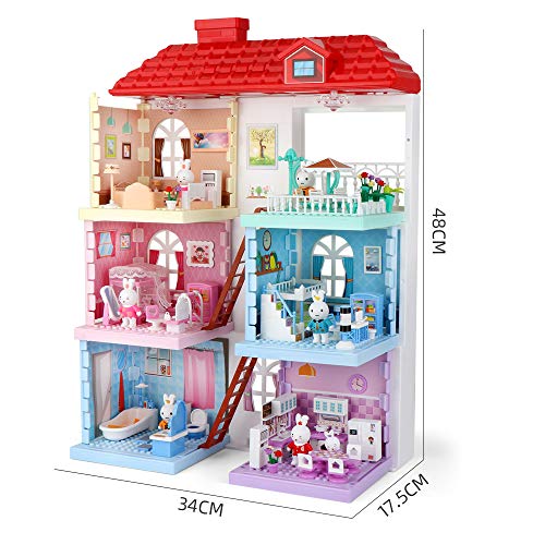Doll House for Toddlers Doll Cottage with Furniture, 6 Lovely Scenes