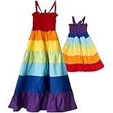 Mommy and Me Dress Summer Casual Boho Floral A-Line Ruffled Flowy Beach Hawaiian Vacation Maxi Dress