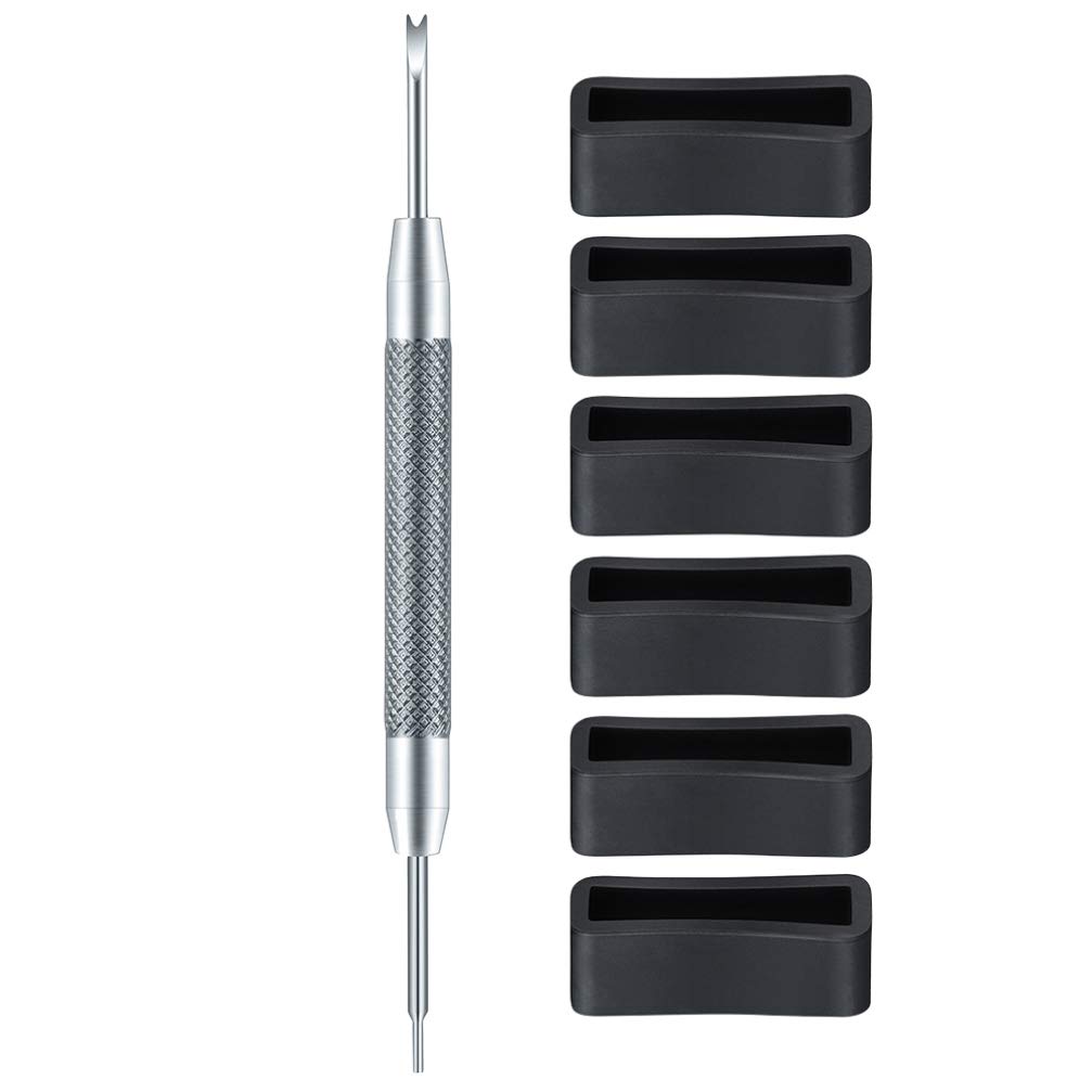 Hemobllo 10 Pcs Watch Strap Loop - 21mm Watch Band Keeper Silicone Band Strap Replacement Keeper Holder Retainer Fastener Rings with Removable Tools (Black)