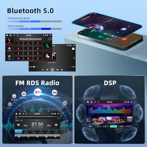 【8 Core 6+128G】 Hodozzy Carplay Car Radio for Citroen C4 2004-2009, 9 Inch Touch Screen Android Car Radio with Android Auto/WiFi/GPS/RDS/FM/Bluetooth/USB/DSP