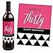 Chic 30th Birthday - Pink, Black and Gold - Birthday Gift For Women - Wine Bottle Label Stickers - Set of 4