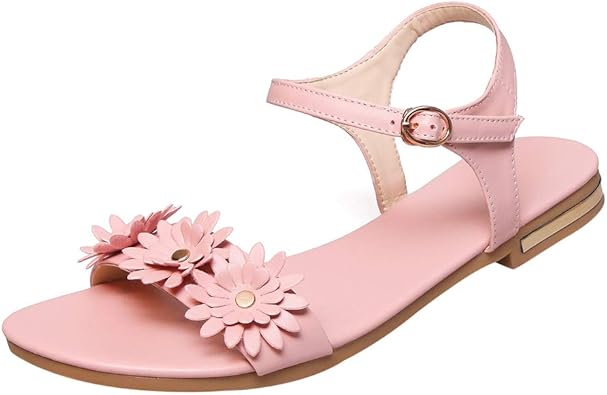 Amazon Kittcatt 夏物サンダルレディース 花付きサンダル レディース ペタンコサンダル ふわふわ 可愛いサンダル 少し厚底 コンフォートサンダル ストラップ 妊婦 サンダル Kittcatt ファッションサンダル