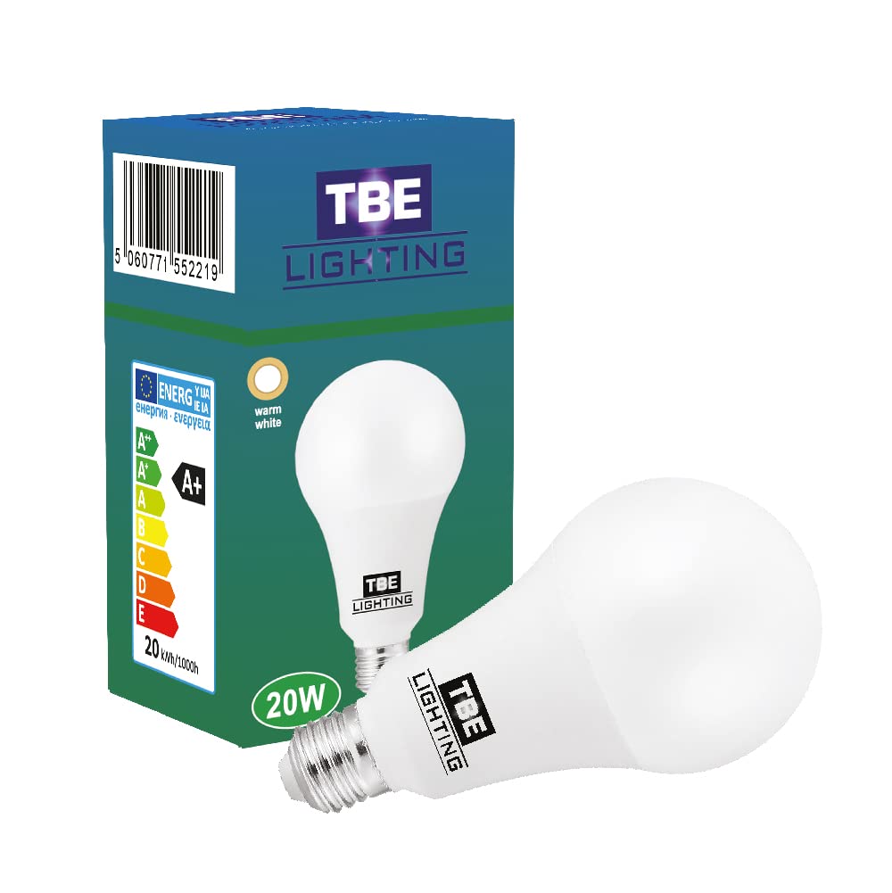 TBE LIGHTING 20W LED A80 Bulb - E27 Standard Screw Fitting, 150w Equivalent Non-Dimmable Energy Saving LED A80 Bulb, 1800 Lumen Output, 20,000Hrs Life Expectancy (3000K Warm White)