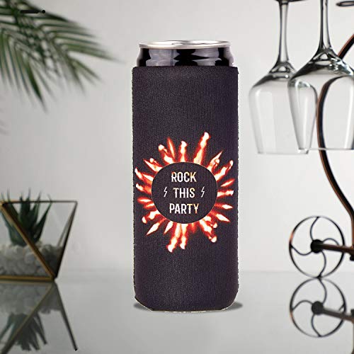 Slim Can Sleeves - Neoprene Bottle Insulator Sleeve Set of 2 Can Beverage Coolers for 12oz Energy Drink & Beer Cans (Fire)