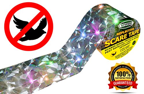 Bird Repellent Tape, Scare Birds Away, Like Woodpeckers, Pigeons, Grackles, Herons, Ducks, Geese & Other Pest Birds. Simple & Effective Holographic Reflective Control Device, Stop Damage & Mess. Bird Repellent Tape, Scare Birds Away, Like Woodpeckers, Pigeons, Grackles, Herons, Ducks, Geese & Other Pest Birds. Simple & Effective Holographic Reflective Control Device, Stop Damage & Mess.
