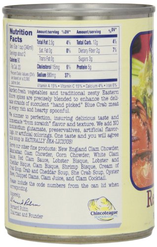 Chincoteague Seafood Vegetable Red Crab Soup, 15-Ounce Cans (Pack of 12)