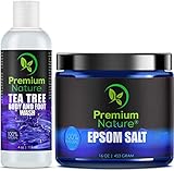 Tea Tree Oil Fungus Treatment Set - Tea Tree Body & Foot Wash 4 oz + Epsom Salt 16 oz - Antifungal Foot Soak for Athletes Foot Calluses Tiered Feet & Foot Odor - Soft Rejuvenated Skin - Premium Nature