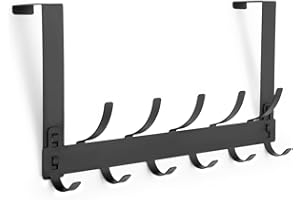 Optish Over The Door Hooks - Black, Fits 1-3/4" Thick Door, Hanger for Clothes & Towels