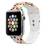 Floraler Sport Band For Apple Watch 38mm, Soft Silicone Strap Replacement Wristbands For Apple Watch Sport Series 3 Series 2 Series 1(Floral-18 38 S/M)