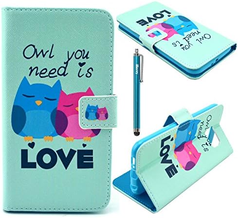 S6 Case,Galaxy S6 Wallet Case,iBerry LOVELY OWL FAMILY Pattern PU Leather Protective Skin Phone Case for Samsung Galaxy S6 / Galaxy SVI / Galaxy S VI (2015) (Built-in Credit Card/ID Card Slot) with Stylus Pen