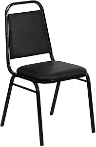 Flash Furniture HERCULES Series Trapezoidal Back Stacking Banquet Chair in Black Vinyl - Black Frame