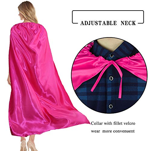 D.Q.Z Superhero Cape for Adult with Mask Men Women Super Hero Party (Rose) - Thumbnail 4