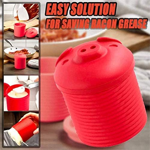 Bacon Grease Container Bacon Silicone Grease Container with Strainer Oil Grease Storage Pot