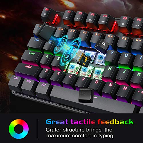 Mechanical Gaming Keyboard and Mouse Combo Blue Switch 104 Keys Rainbow