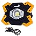 sunzone LED Work Light 20 Watt 1200 Lumens FloodLight Outdoor Camping Fishing Spotlights Searchlight Built-in Rechargeable Lithium Batteries Lamp with USB Ports (6006 Yellow)