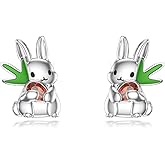 Natural Garnet 925 Sterling Silver bunny Earrings with Carrot – A Beautiful Rabbit jewelry Gift Designed Exclusively for Women