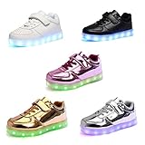 CIOR Kids Boy and Girl's 11 Color Led PU Sneakers Light Up Flashing Skateboard Shoes