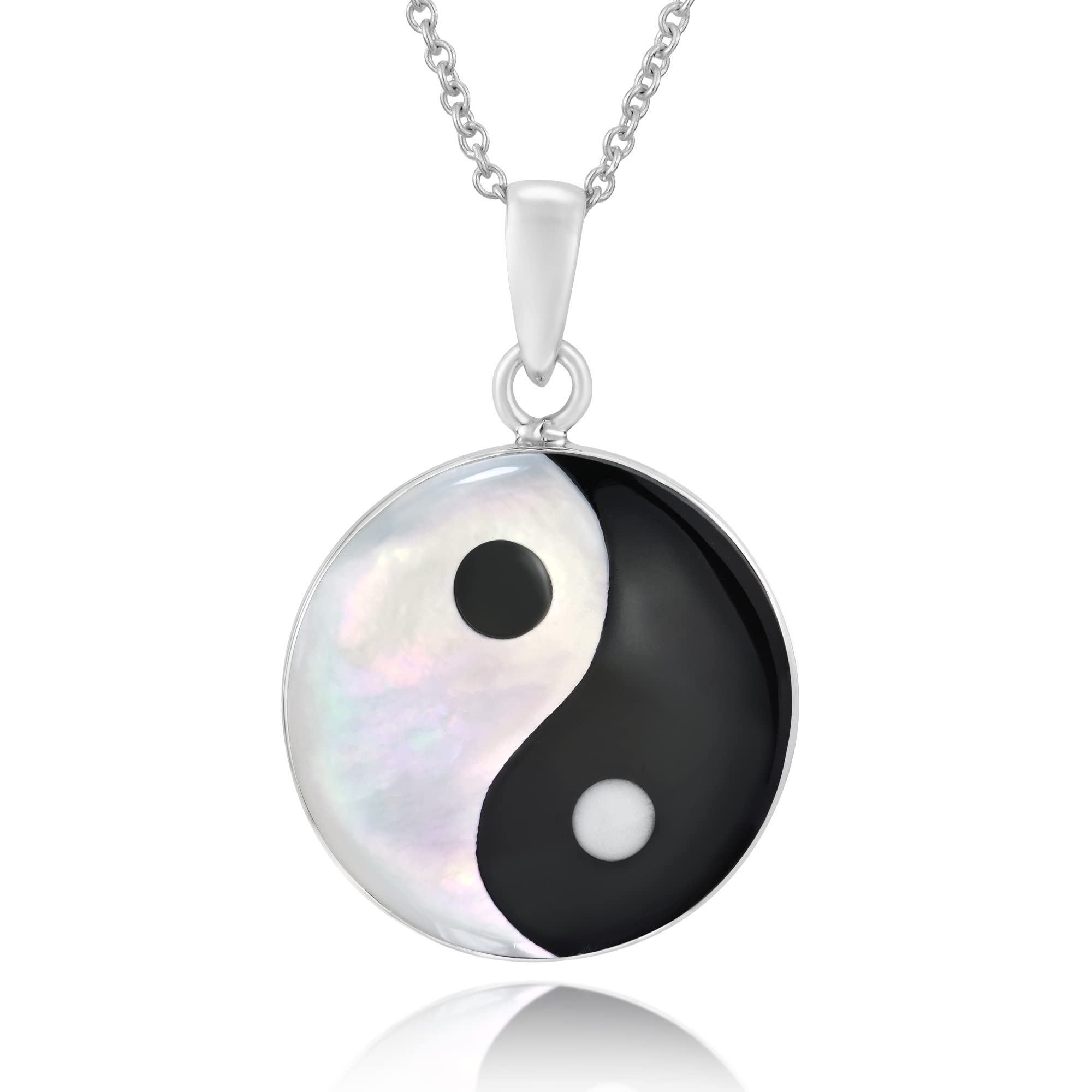 AeraVida Yin and Yang Taoism Balance of Life .925 Sterling Silver Pendant Necklace