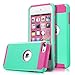 iPod Touch 6 Case,iPod Touch 5 Case,ULAK Dual Layer Slim Protective Hybrid iPod Touch Case Hard PC Cover for Apple iPod Touch 5 6th Generation (Aqua Mint + Rose Pink)