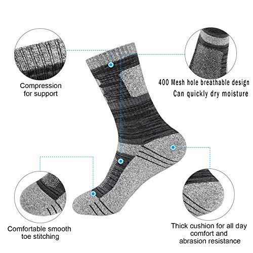 OBKJJ 5Pairs Men's Multi Performance Cushion Crew Socks for Outdoor Recreation Performance Trekking Climbing Socks