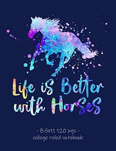 LIFE IS BETTER WITH HORSES: School Notebook for Horse Riding Lover Girls Equestrian Rider Mom - 8.5x11 (Horse Riding Lovers)