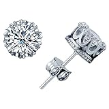 Stud Earrings New Fashion 925 Sterling Silver Crown Shaped Austrian Crystal Stud Earrings for Both Men and Women Gift