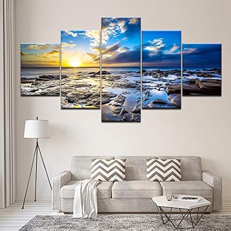 Henanfsly Pintura En Lienzo Negrita Ideas Paisaje Marino Con