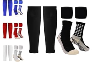 THE GRIP SOCK Grip Socks with Leg Sleeves and Shin Guard Straps | Anti Slip Non-Skid Durable & Comfy Soccer Socks for Training & Matches