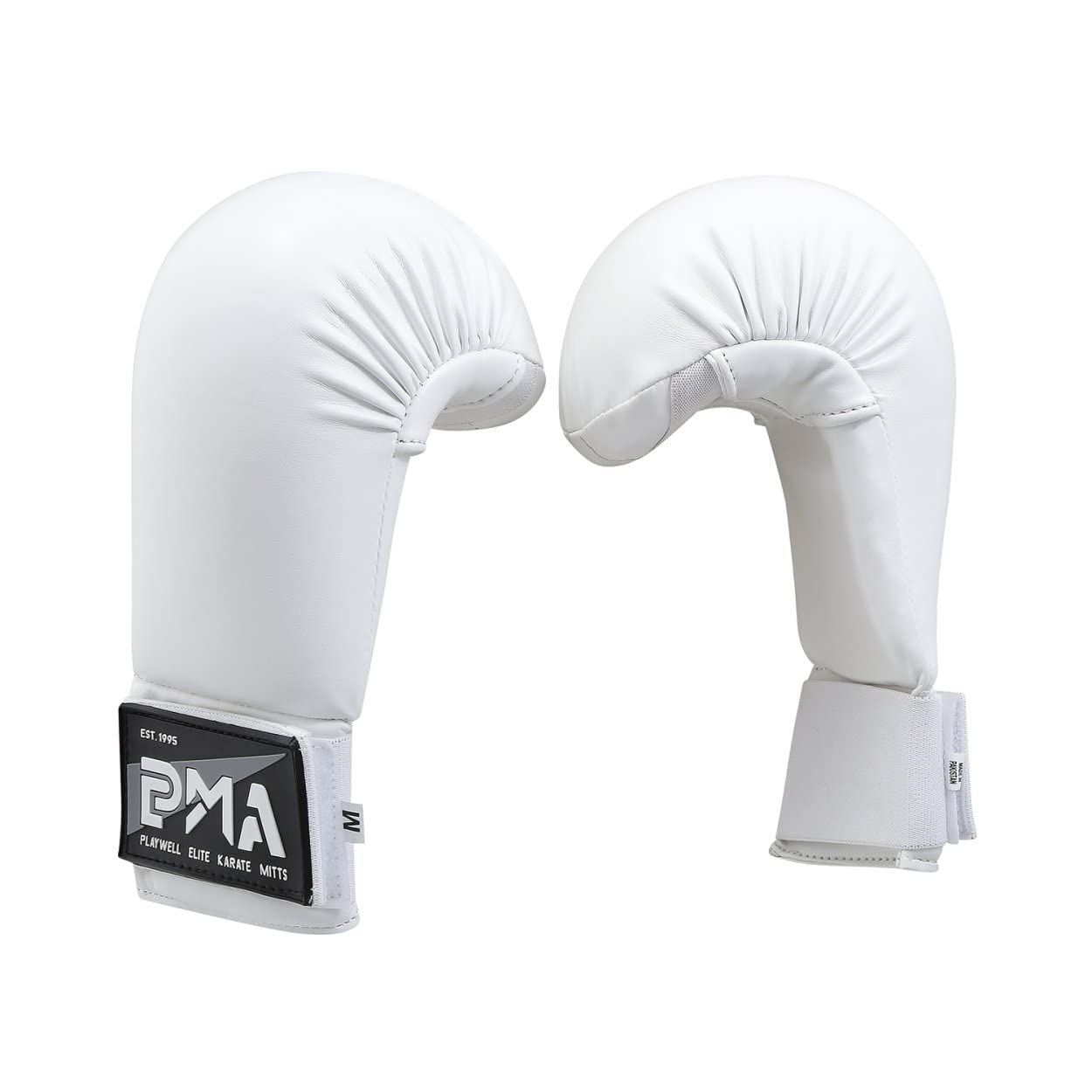 Playwell Martial Arts Karate Competition Vinyl Sparring Mitts, Gloves - White (XS)