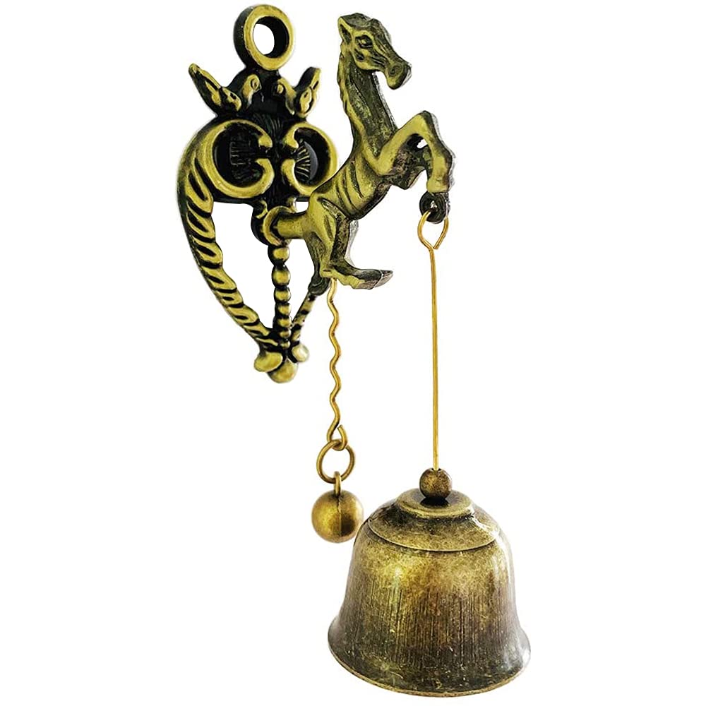 Tiardey Vintage Metal Doorbell Retro/Classic Magnetic Wind Chimes Decoration for Shopkeepers,Wall Door Ornaments Indoor Outdoor-Horse