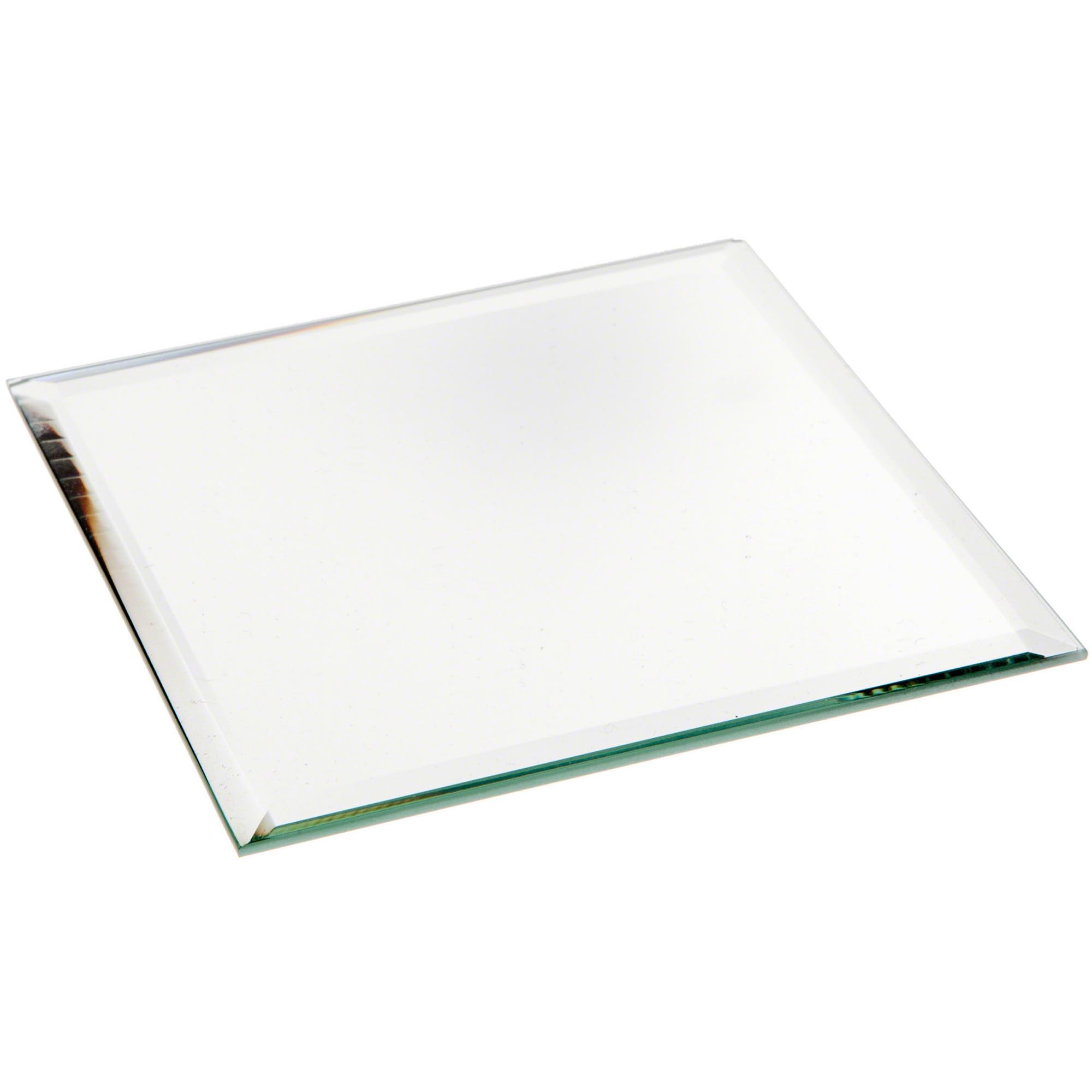 Plymor 4" Square, 3mm Thick Beveled Glass Mirror, Pack of 6