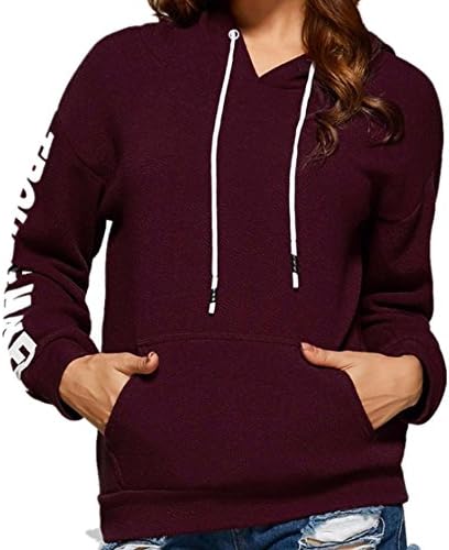 KESEE Clearance Blouse ☀☀Autumn Casual Letter Printed Hoodies Sweater Coat Outwear (Asian Size:XL, Wine)