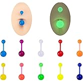 POYAMUSE Glow in the Dark Belly Button Rings - 14G Acrylic Belly Button Piercing Jewelry