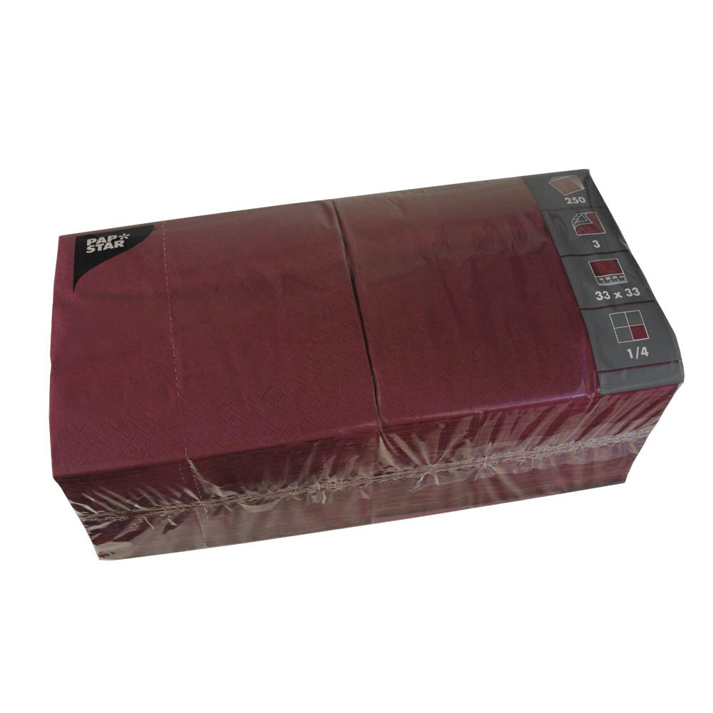 Papstar 12494 - paper napkins (Bordeaux, Monotone, FSC)