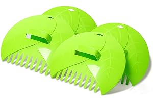 Evcitn 2set Leaf Scoops Hand Rakes, 2pair Hand Claw Leaf Collector for Picking up Leaves, Grass Clippings and Lawn Debris, Light Green 4 pcs