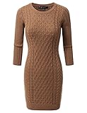 Doublju Slim Fit Cable Knit Longline Tunic Sweater Dress Top