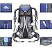 Loowoko Hiking Backpack 50L Travel Daypack Waterproof with Rain Cover for Climbing Camping Mountaineering (Blue)