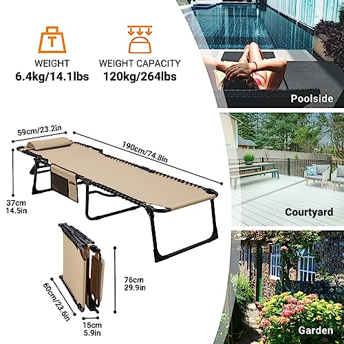 KingCamp Oversize Lounge Chair Outdoor, Extra Large Padded Folding