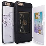 iPhone 6S Plus Case, TORU [iPhone 6S Plus Wallet Case Pattern Marble] Dual Layer Hidden Credit Card Holder ID Slot Card Case with Mirror for iPhone 6S Plus / iPhone 6 Plus - White Marble
