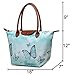 Crest Design Women’s Waterproof Nylon Tote Handbag Top Handle Bag with Wallet 2PCs Purse Set (Green Butterfly)