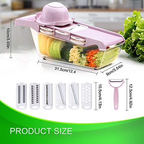 K Kwokker Vegetable Chopper Mandoline Slicer Dicer Cutter Grater Cutter Spiralizer with 6 Interchangeable Stainless Steel Blades - Heavy Duty Julienne Multifunctional Kitchen Food Choppers