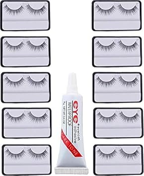 Spanking false eyelashes 10 pcs and 1 pcs eyelash glue (Eye combo)