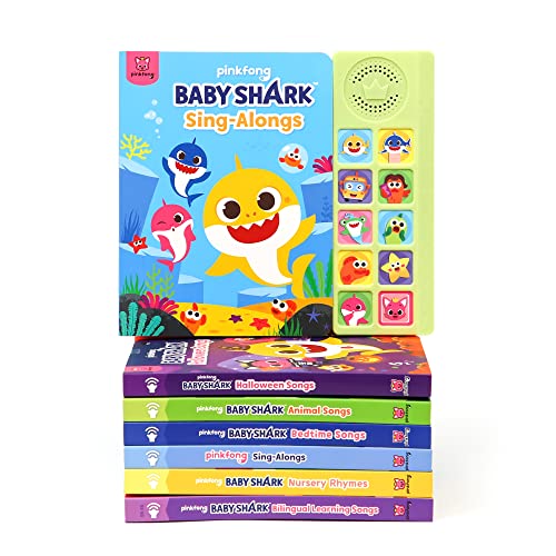 Pinkfong Baby Shark Sing-Alongs 10 Button Sound Book - Official Interactive Musical Toy for Toddlers, Classic Nursery Rhymes & Sensory Education Learning English Book - PFNSB006